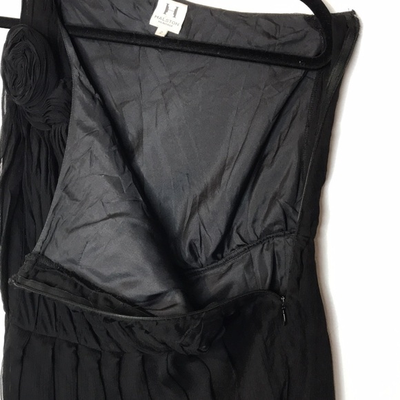 HALSTON rosette silk chiffon one shoulder tunic top - Picture 10 of 11